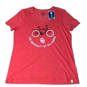 LIFE IS GOOD WOMENS UNIVERSITY OF OKLAHOMA BICYCLE SHORT SLEEVE T-SHIRT SIZE MED
